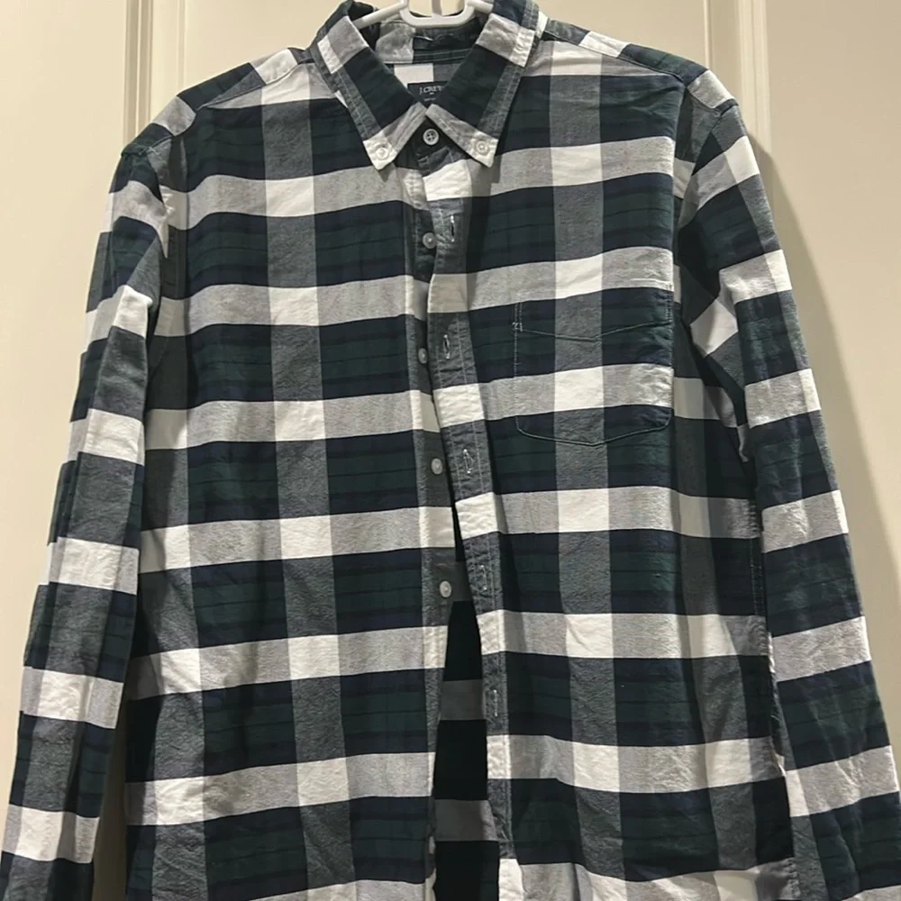 J. Crew men’s Plaid Oxford Casual Slim Button Down Shirt Long Sleeves size L